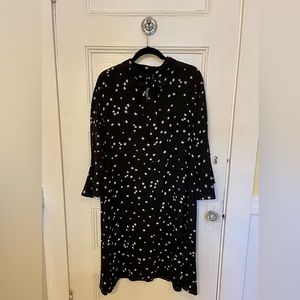 Alice & You Black Bell Sleeve White Star Print Dress size 20